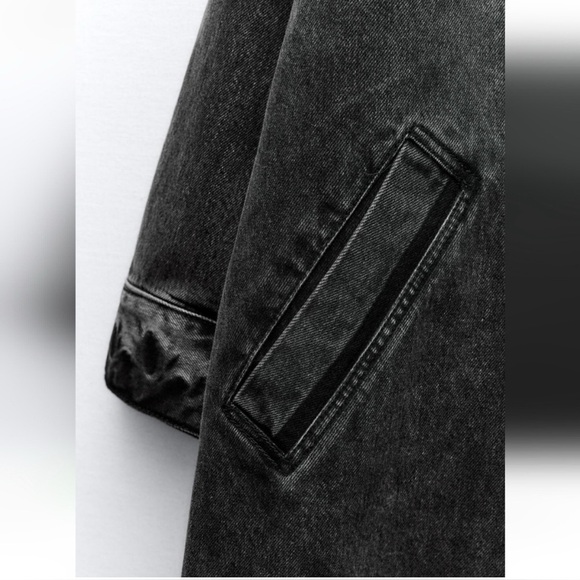 ZARA Denim Oversized Trench Coat – L/XL – Black - Picture 4 of 16